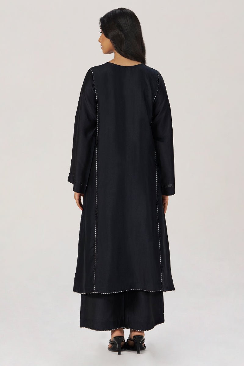 Black Silk Festive Co-ord Set - Ganga Fashions
