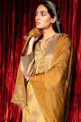 Honey Mustard and Vintage Gold Tissue Kurta Set