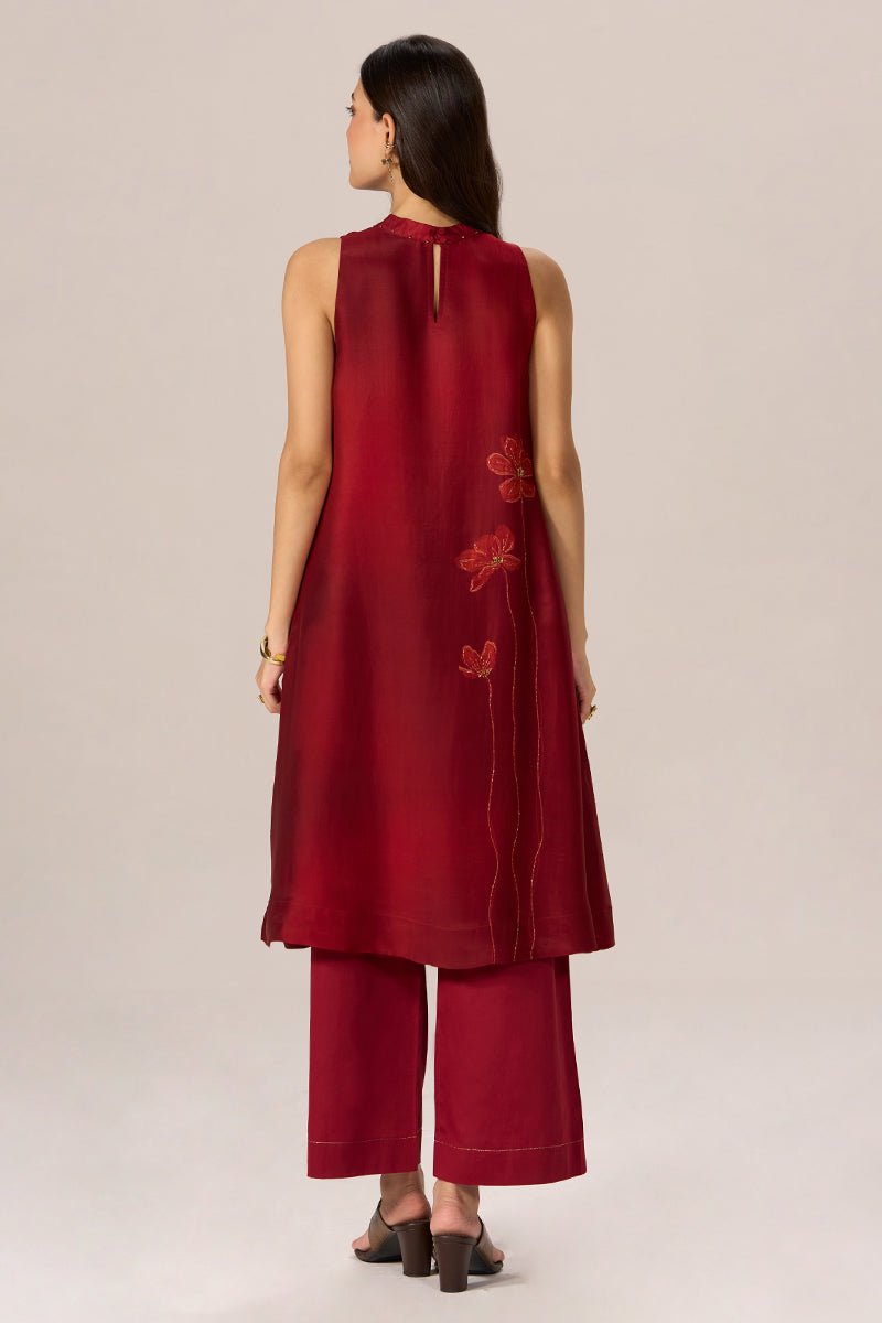Maroon Silk Co-ord Set - Ganga Fashions