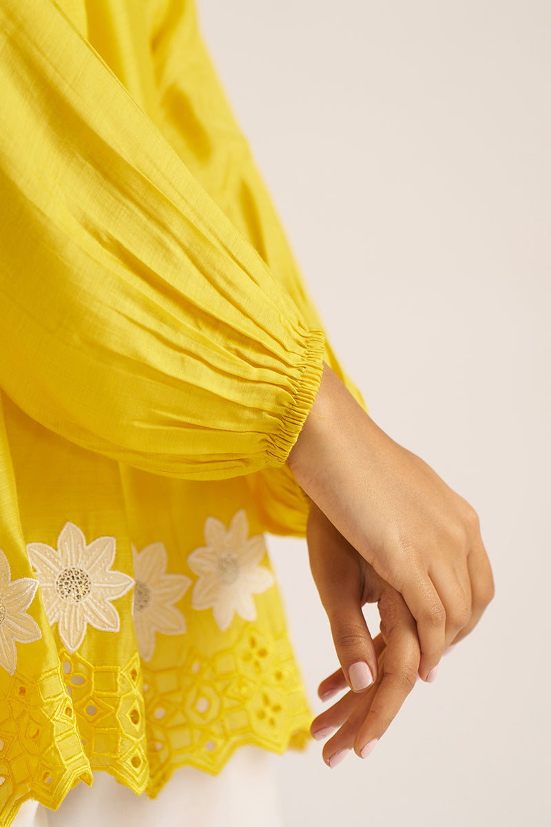 Lemon Yellow Embroidered Shirt