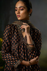 Black and Red Ambi Print Kurta Set
