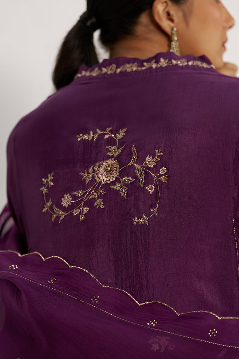 Deep Plum Silk Festive Kurta Set