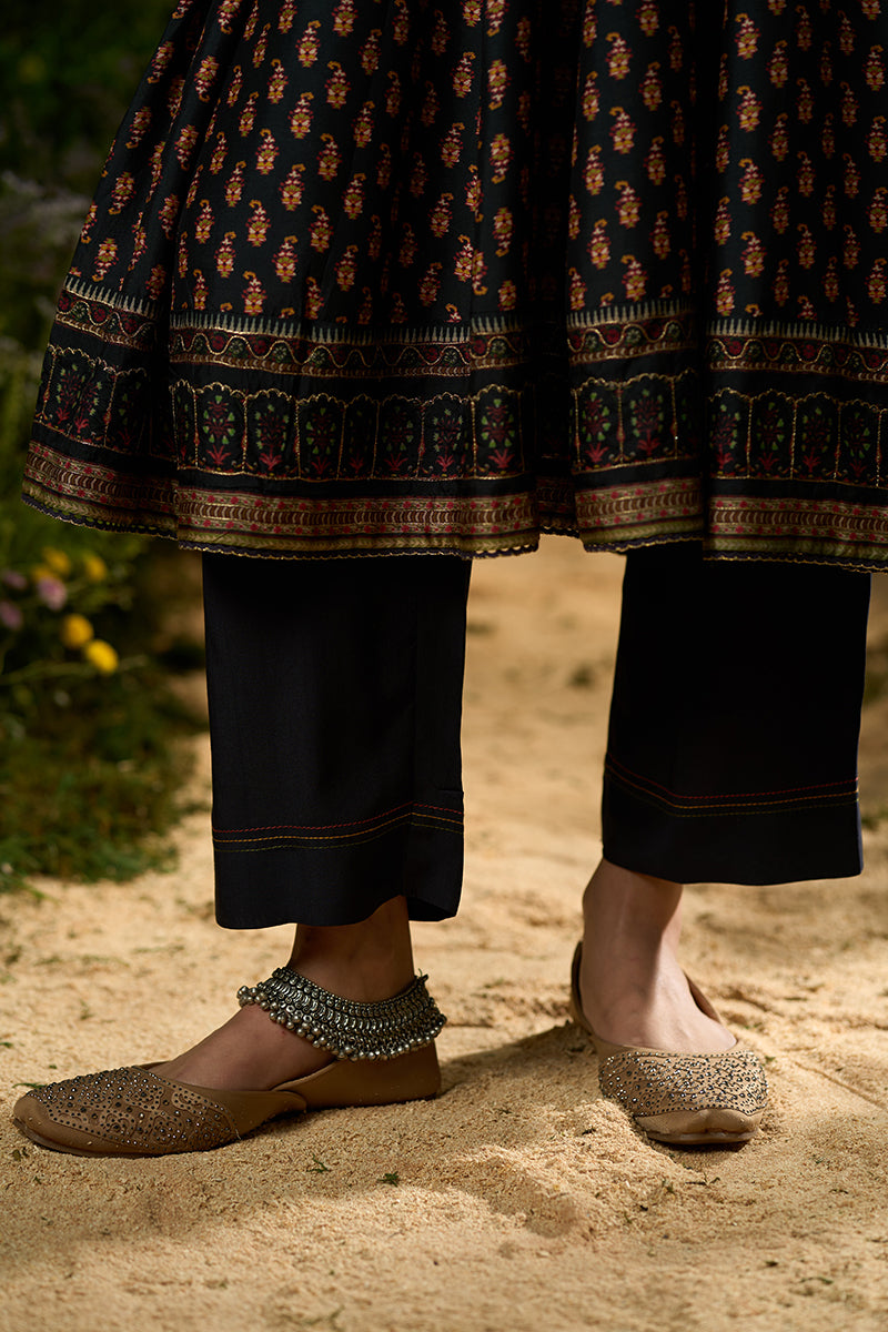 Black and Red Ambi Print Kurta Set