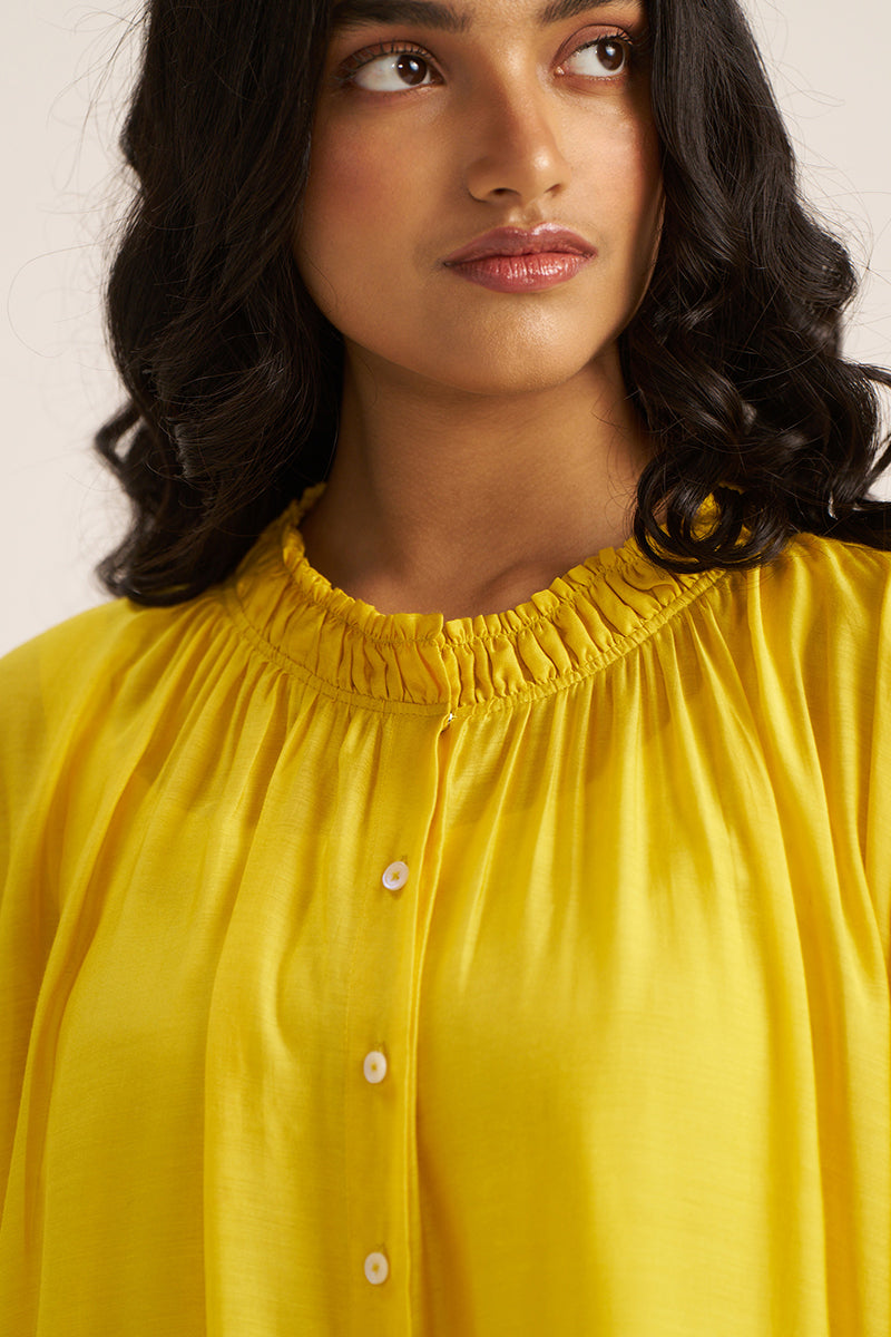 Lemon Yellow Embroidered Shirt