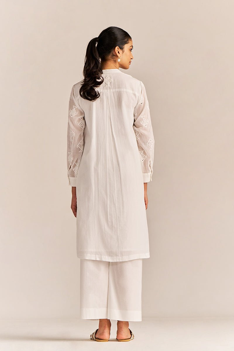 White Mul Embroidered Co-ord Set