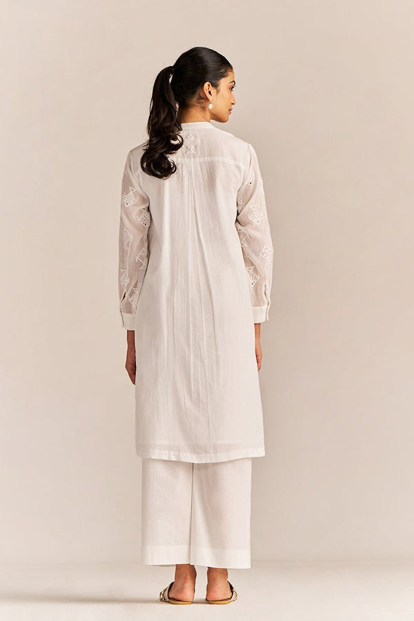 White Mul Embroidered Co-ord Set