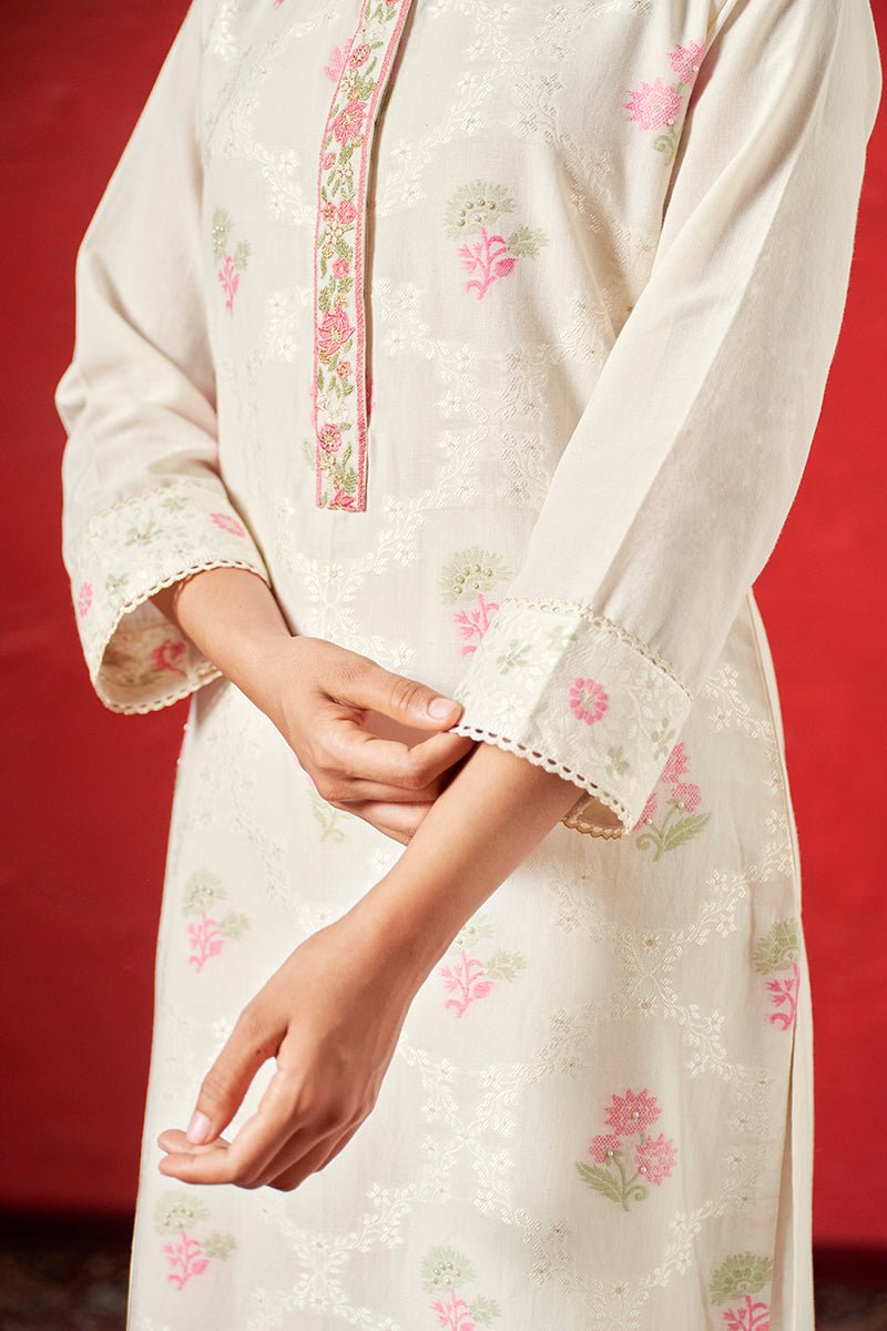 Ivory Woven Cotton Salwar Suit