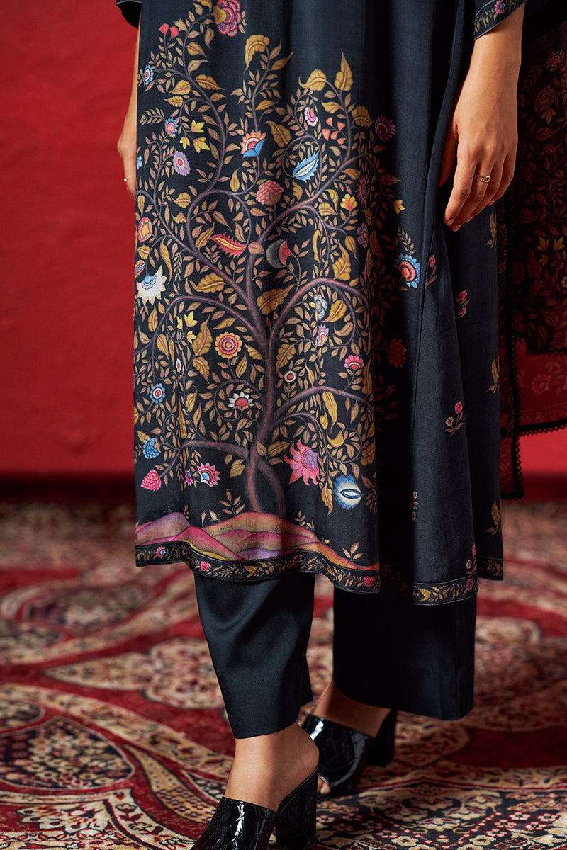 Black Muslin Print Salwar Suit