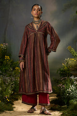 Deep Maroon and Black Silk Traditional Co-ord Set