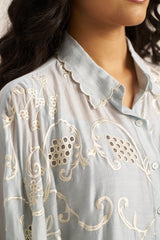 Powder Blue Embroidered Shirt