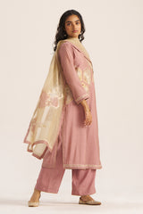 Lilac and Beige Woven Salwar Suit