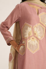 Lilac and Beige Woven Salwar Suit