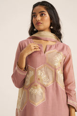 Lilac and Beige Woven Salwar Suit