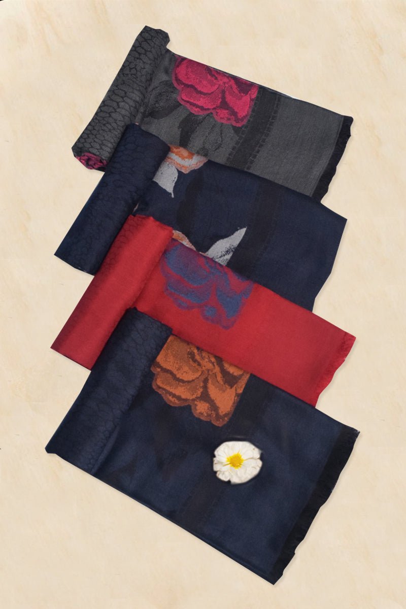 Navy Blue Pashmina Woven Jacquard Shawl