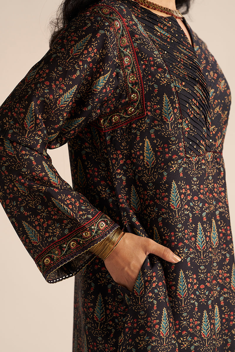 Black Silk Traditional Co-ord Set