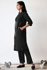 Black Hand Printed Linen Co-ord Set