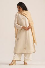 Ivory and Beige Woven Linen Salwar Suit