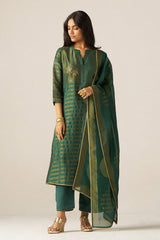 Storm Green Zari Woven Festive Kurta Set