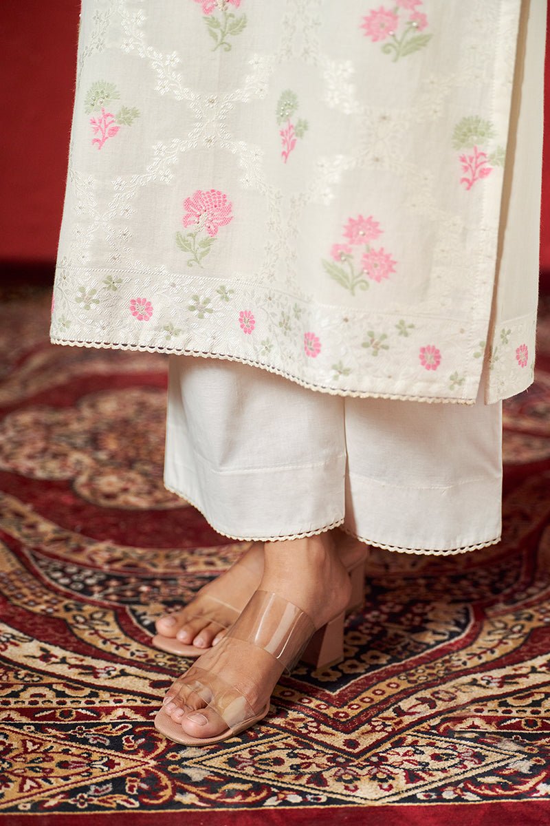 Ivory Woven Cotton Salwar Suit