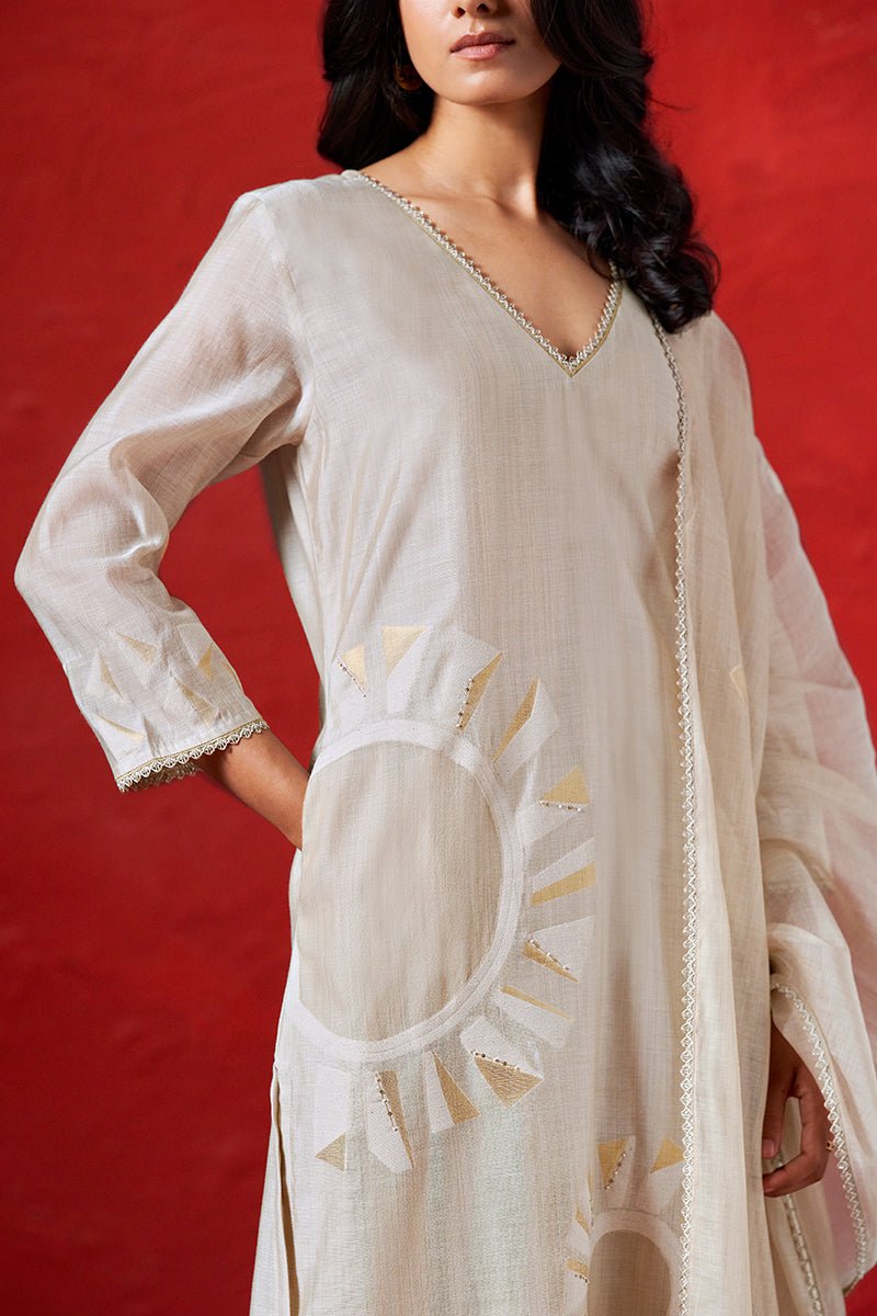 Fog Beige Woven Salwar Suit