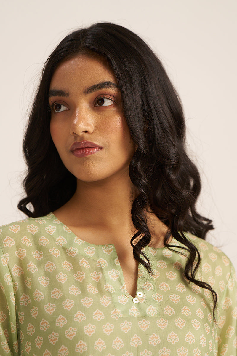 Pistachio Green Silk Kurta