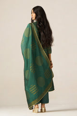 Storm Green Zari Woven Festive Kurta Set