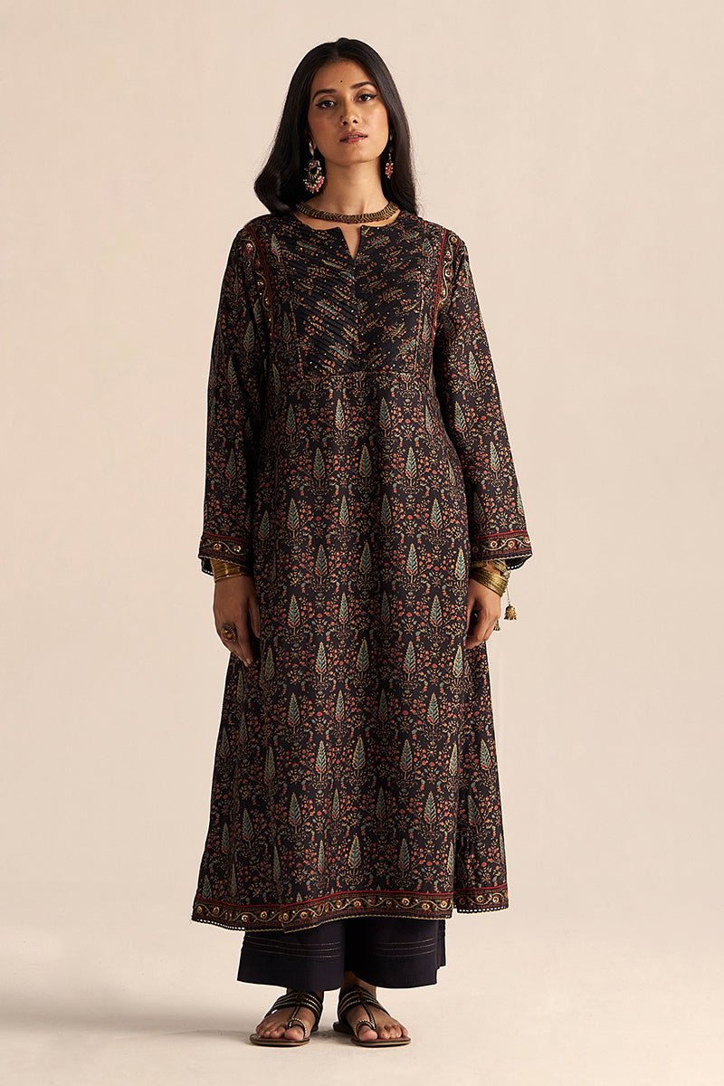 Black Silk Traditional Co-ord Set