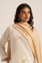 Ivory and Beige Woven Linen Salwar Suit