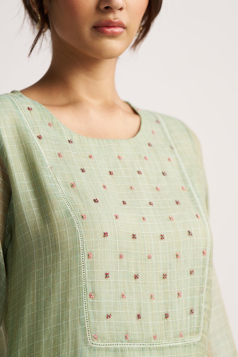 Aqua Foam Chanderi Checks Festive Co-ord Set