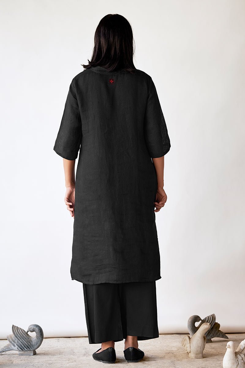 Black Hand Printed Linen Co-ord Set