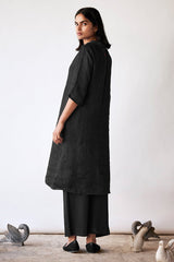 Black Hand Printed Linen Co-ord Set