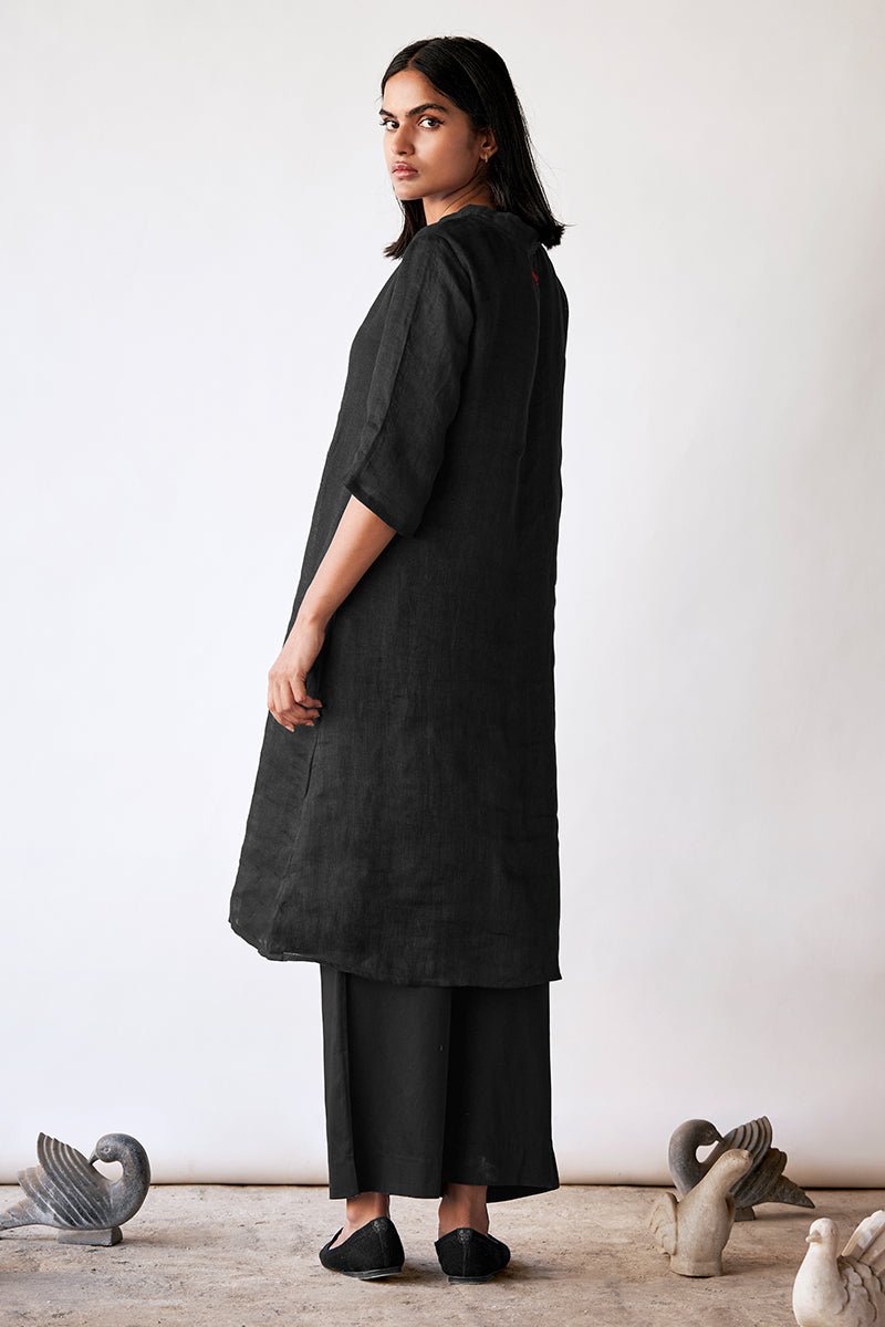 Black Hand Printed Linen Co-ord Set