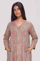Basil Green and Pink Cotton Kurta
