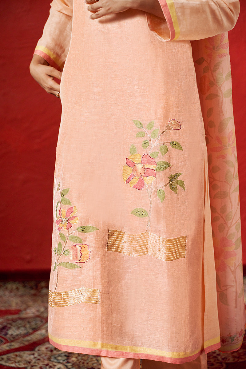 Peach Nectar Linen Woven Salwar Suit