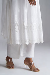 White Mul-Mul Embroidered Kurta Set