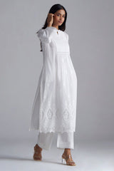 White Mul-Mul Embroidered Kurta Set