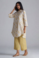 Off-White and Cornsilk Yellow Cotton Co-ord Set