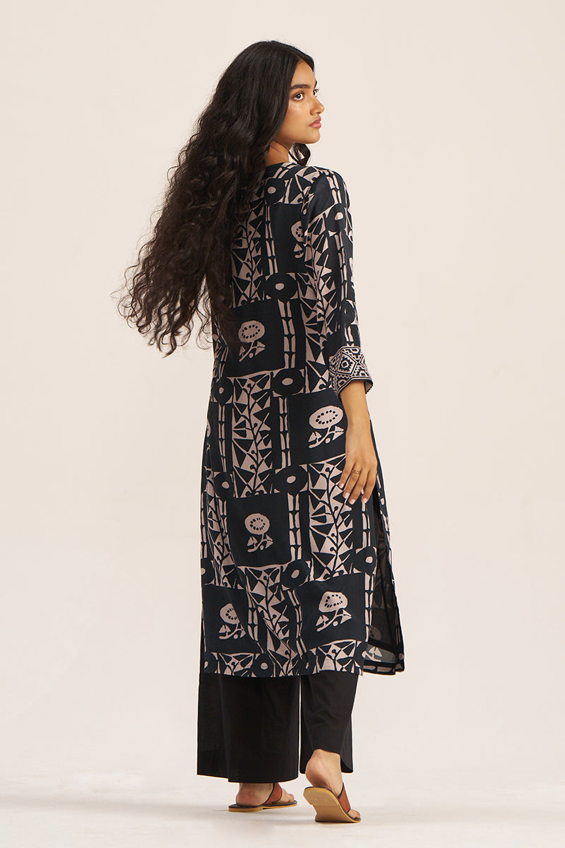 Black Cotton Kurta