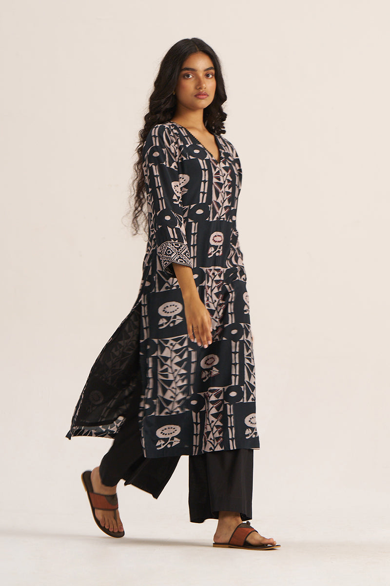 Black Cotton Kurta