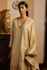 Ecru Woven Silk Salwar Suit