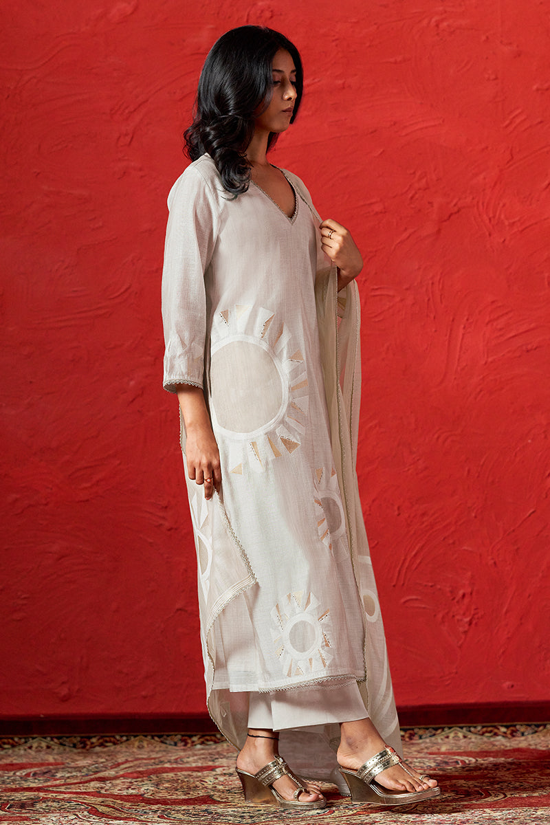 Fog Beige Woven Salwar Suit