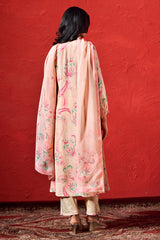 Apricot Illusion and Pink Print Salwar Suit