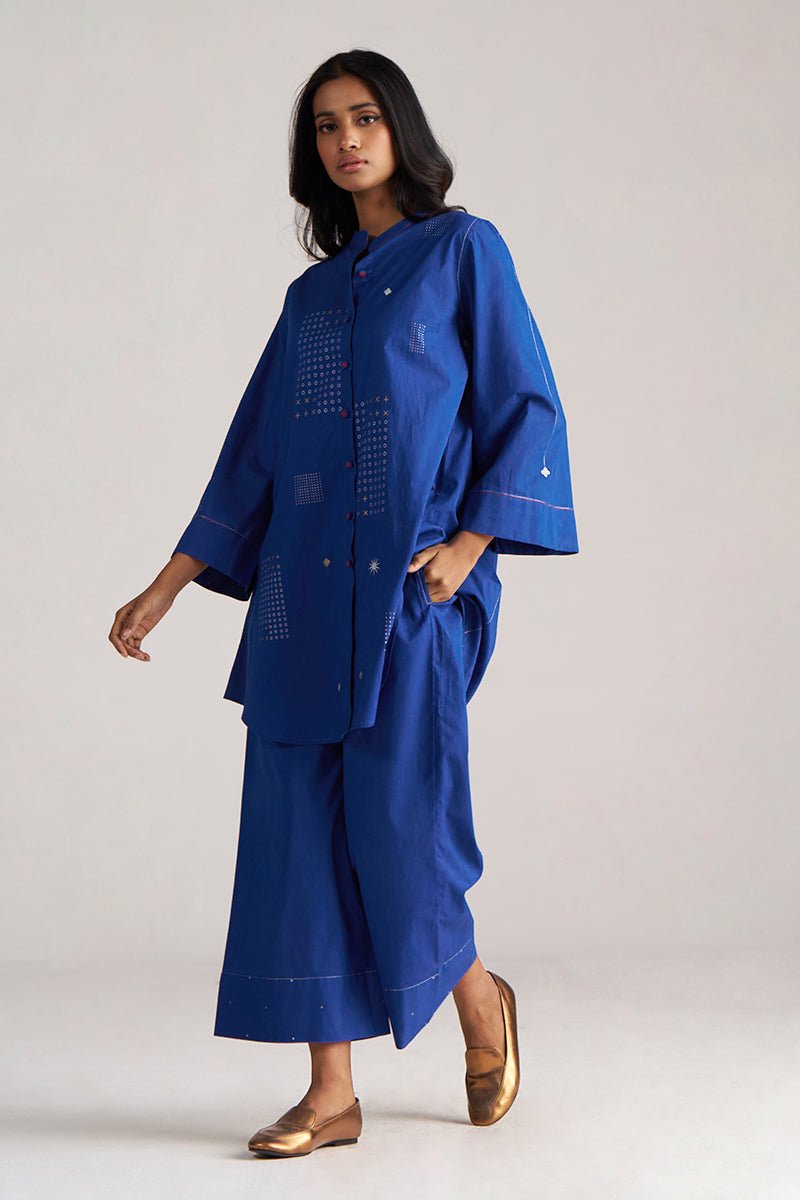 left pocket front side view True Blue Cotton Co-ord Set for Women