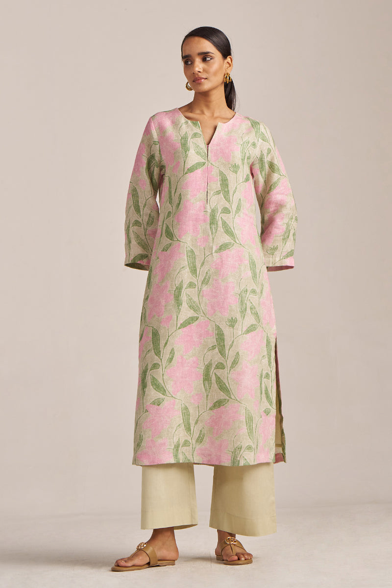 Moth and Prism Pink Bold Floral Linen Co-ord Set