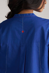 back side model view True Blue Cotton Co-ord Set for Women
