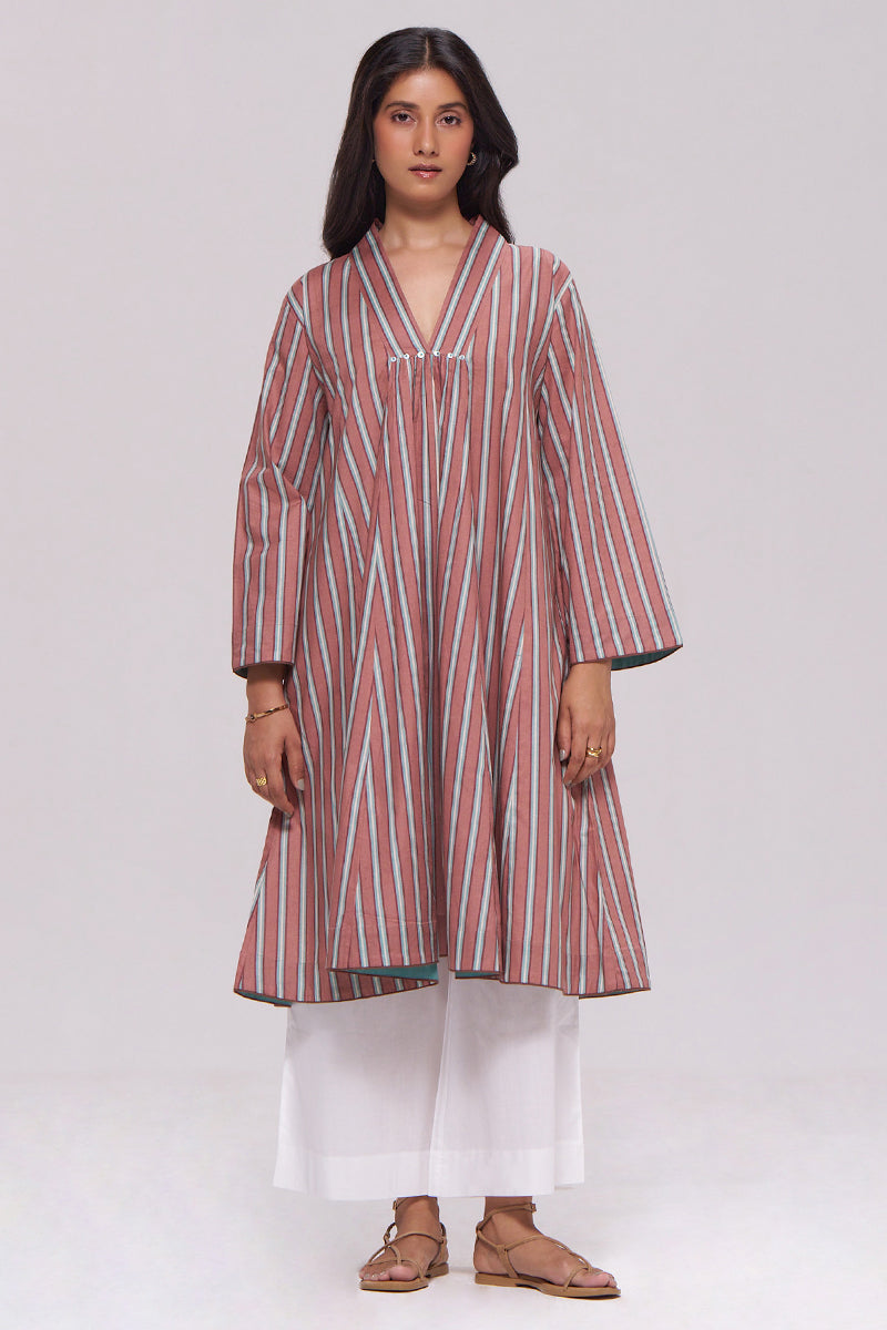 Brown Stripe Cotton kurta