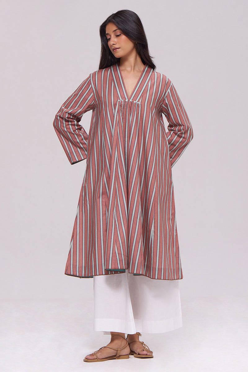 Brown Stripe Cotton kurta