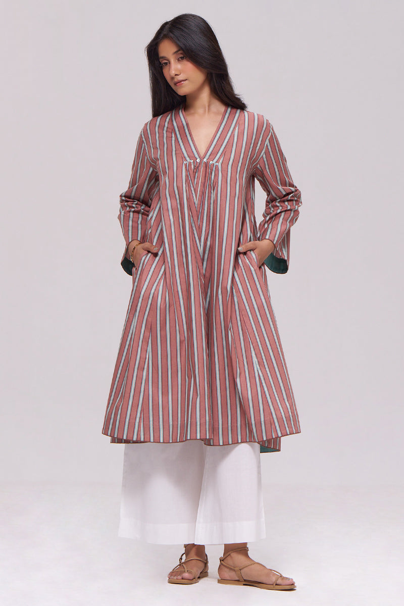 Brown Stripe Cotton kurta