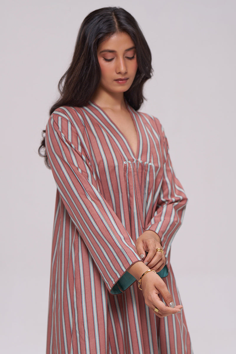 Brown Stripe Cotton kurta
