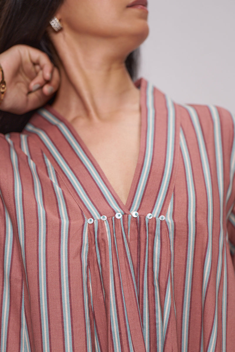 Brown Stripe Cotton kurta